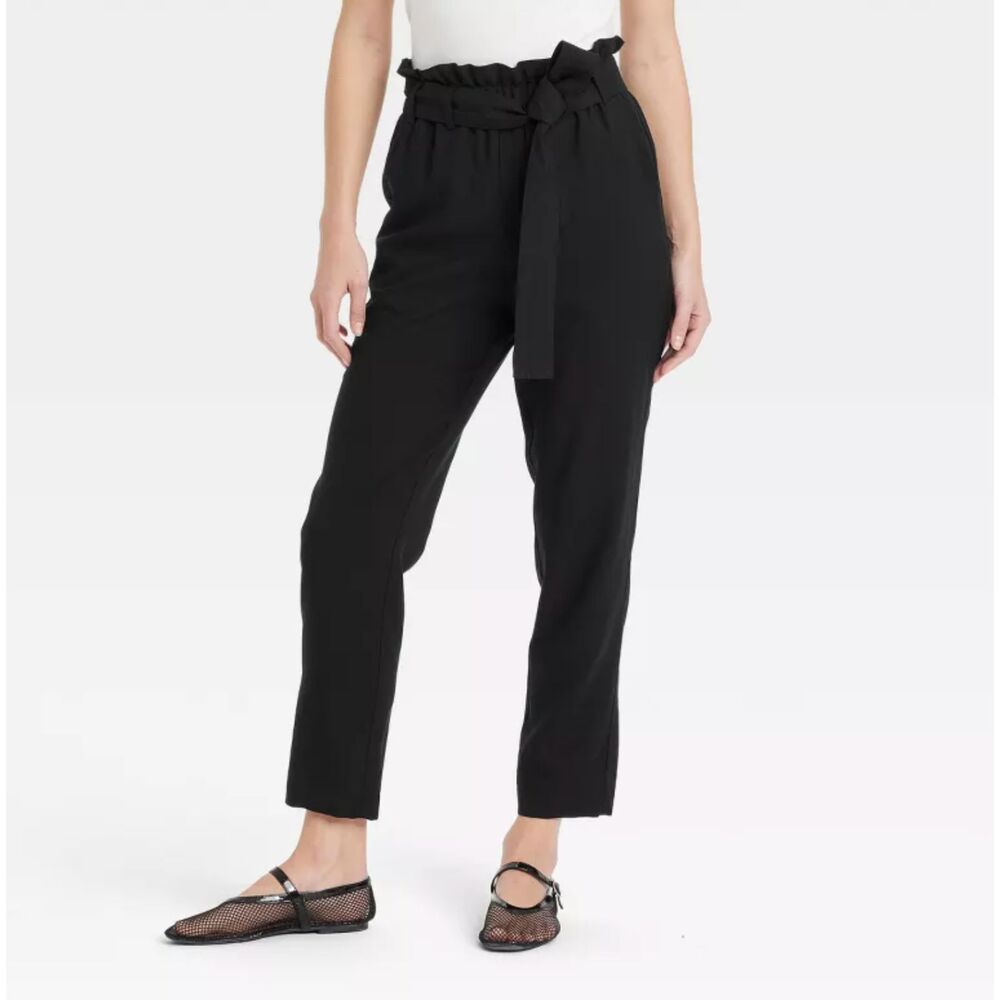 Women's Super-High Rise Tapered Ankle Pull-On Paperbag Pants - A New Day